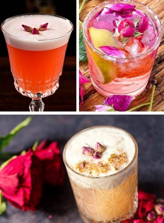 Rosenblüten Cocktail Garnierung