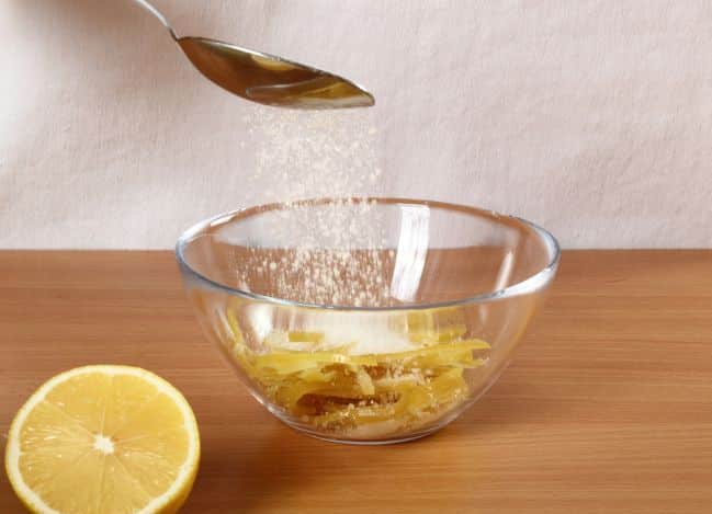 Zitronenschalen Zucker Oleo Saccharum
