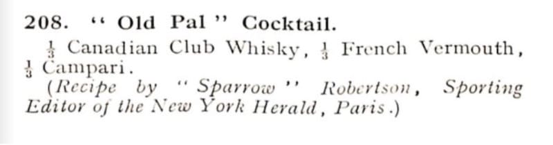 Old Pal cocktail Rezept aus ABC of Mixing Cocktails, 1930